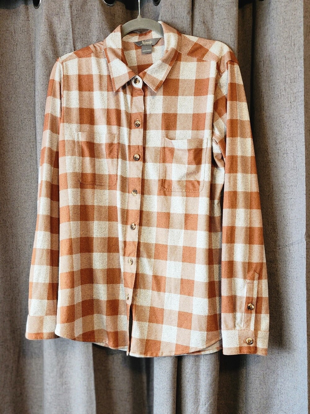 Natural Reflections Plaid Sweater Shirt Women’s L Brown Check Soft Knit Soft